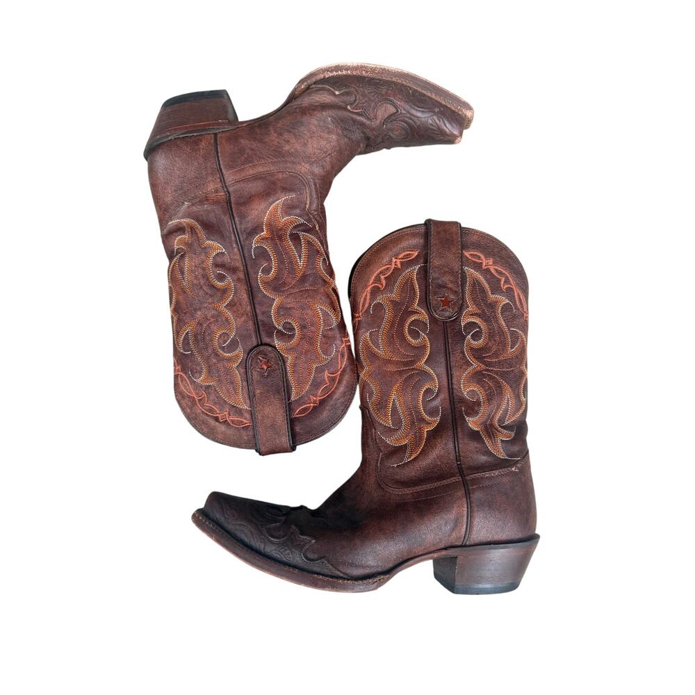 Tony Lama VF6005 Women's Clay Santa Fe Leather Cowboy Boots Size 7 B Snip Toe - Picture 3 of 12